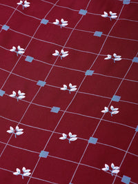Thumbnail for Women Maroon & Off-White Checked Straight Kurta - Rasiya
