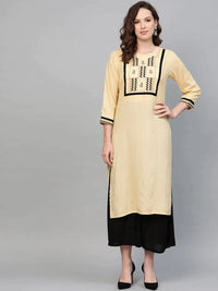 Thumbnail for Women Cream-Coloured Yoke Design Straight Kurta - Rasiya