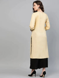 Thumbnail for Women Cream-Coloured Yoke Design Straight Kurta - Rasiya