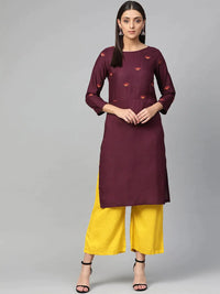Thumbnail for Women Purple Yoke Design Straight Kurta - Rasiya