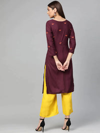 Thumbnail for Women Purple Yoke Design Straight Kurta - Rasiya