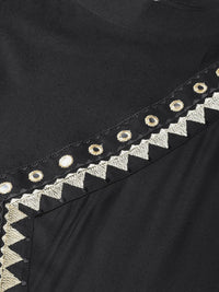 Thumbnail for Women Black Embroidered Straight Kurta - Rasiya