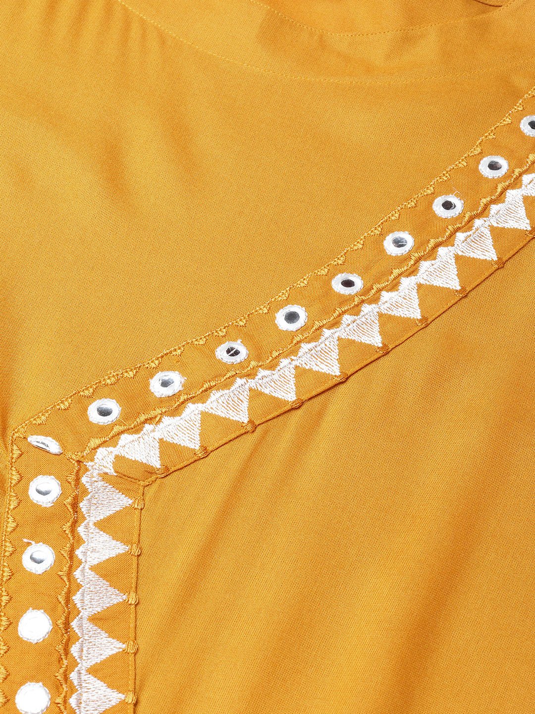 Women Mustard Embroidered Straight Kurta - Rasiya