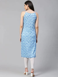 Thumbnail for Women Blue Printed Straight Kurta - Rasiya