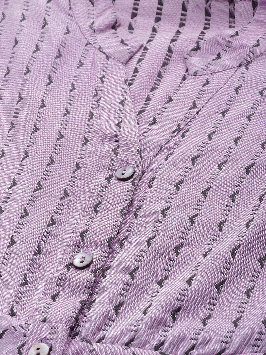 Women Purple & Black Woven Design Jacquard A-Line Kurta - Rasiya