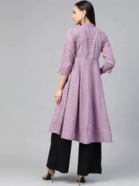 Thumbnail for Women Purple & Black Woven Design Jacquard A-Line Kurta - Rasiya