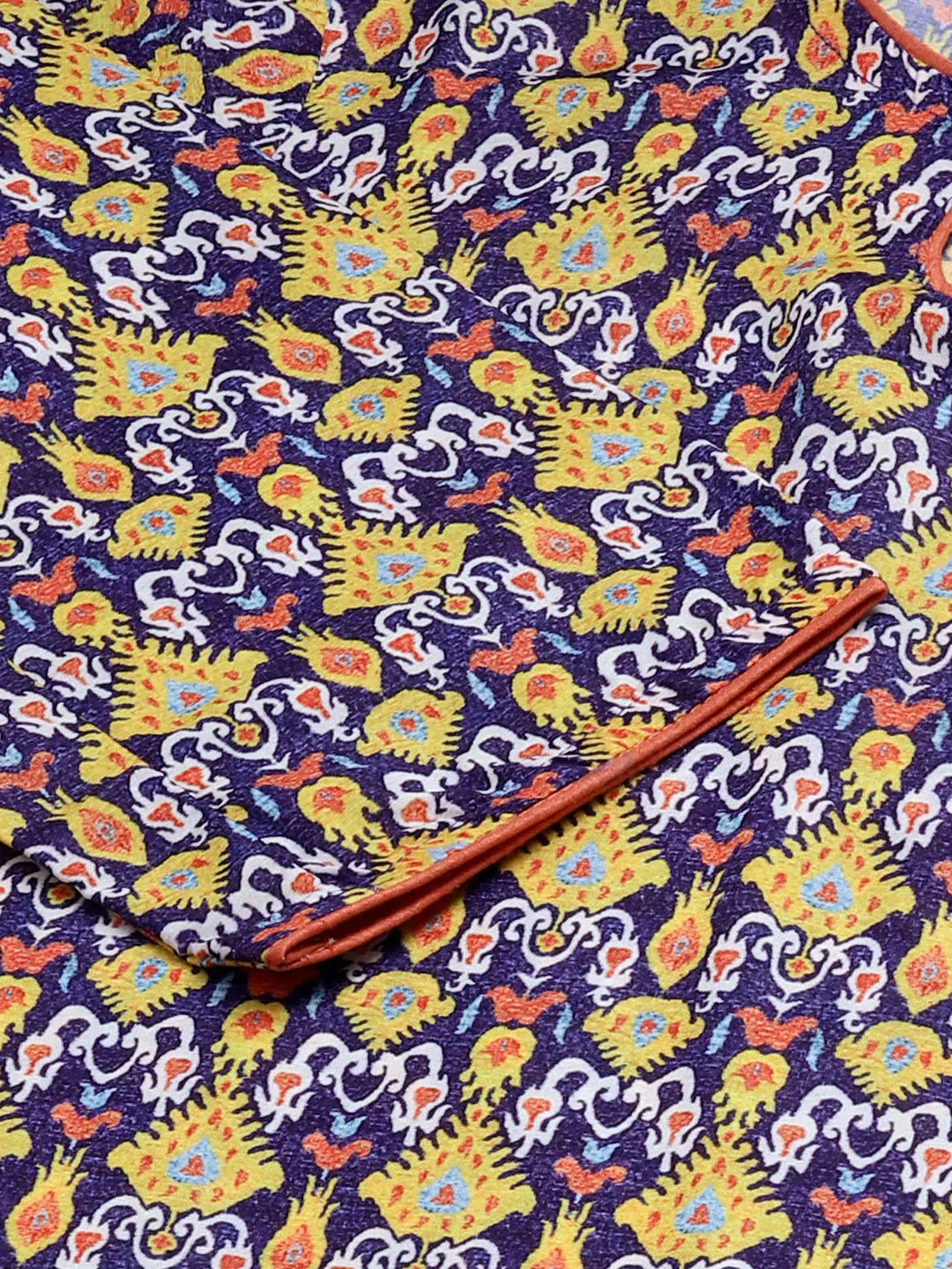Women Blue & Yellow Geometric Printed Keyhole Neck Kurta - Rasiya