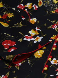 Thumbnail for Women Black & Red Floral Printed Floral Anarkali Kurta - Rasiya