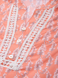 Thumbnail for Women Orange & Off White Ethnic Motifs Printed Kurta - Rasiya