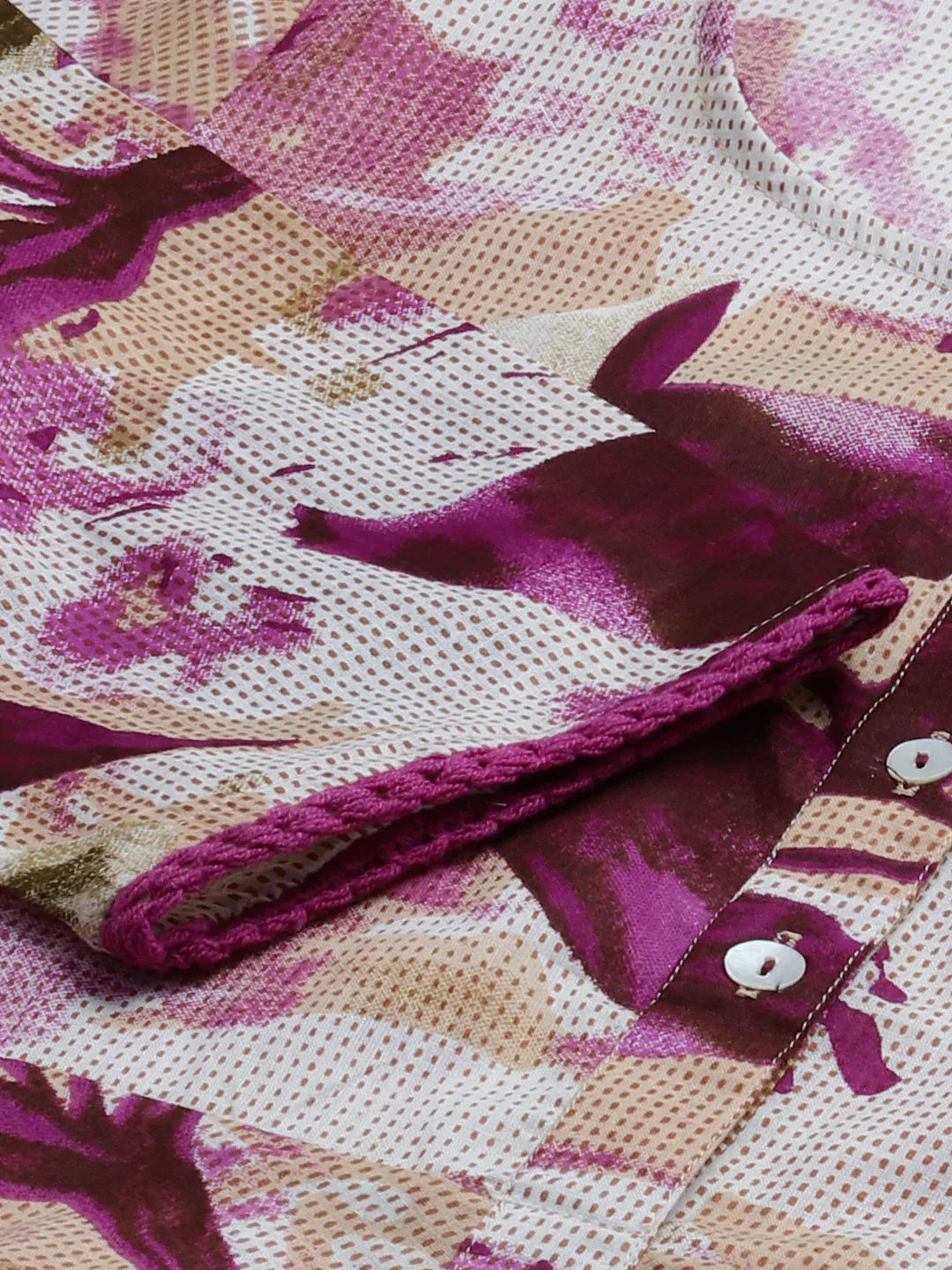Women Off White & Purple Floral Printed Floral Anarkali Kurta - Rasiya