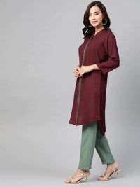 Thumbnail for Women Purple & Green Solid A-Line Kurta - Rasiya