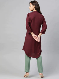 Thumbnail for Women Purple & Green Solid A-Line Kurta - Rasiya