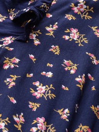 Thumbnail for Women Navy Blue & Pink Floral Printed Floral Anarkali Kurta - Rasiya