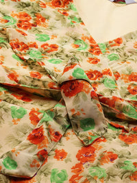 Thumbnail for Women Beige, Orange & Green Floral Printed Georgette Kurta - Rasiya
