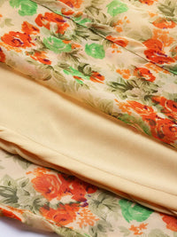 Thumbnail for Women Beige, Orange & Green Floral Printed Georgette Kurta - Rasiya