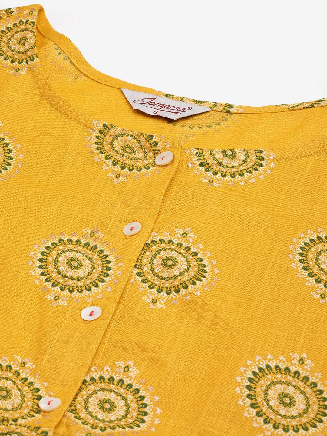 Women Yellow And Red Cotton Blend Flared Printed Kurta - Rasiya