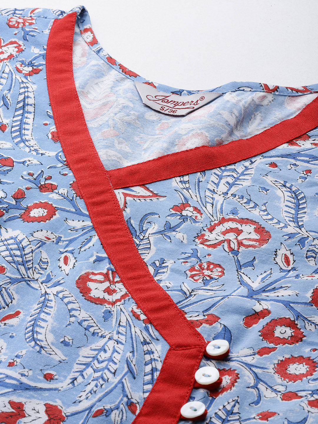 Jompers Women's Blue Floral Printed Anarkali Kurta - Distacart