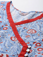 Thumbnail for Jompers Women's Blue Floral Printed Anarkali Kurta - Distacart