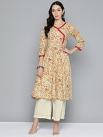 Thumbnail for Jompers Women's Yellow Floral Printed Anarkali Kurta - Distacart