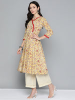 Thumbnail for Jompers Women's Yellow Floral Printed Anarkali Kurta - Distacart
