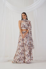Thumbnail for Jompers Women's Printed Beads & Stones Ready to Wear Lehenga & Blouse With Dupatta - Ivory - Distacart