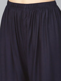 Thumbnail for Women Navy-Blue Solid Straight Palazzos - Rasiya
