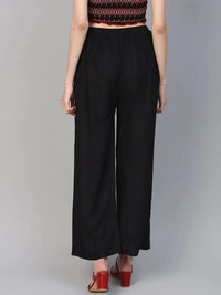 Thumbnail for Women Black Solid Straight Palazzos - Rasiya