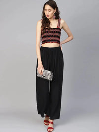 Thumbnail for Women Black Solid Straight Palazzos - Rasiya
