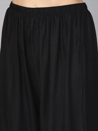 Thumbnail for Women Black Solid Straight Palazzos - Rasiya
