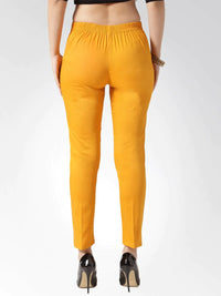 Thumbnail for Women Mustard Smart Slim Fit Solid Regular Trousers - Rasiya