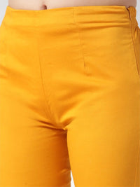Thumbnail for Women Mustard Smart Slim Fit Solid Regular Trousers - Rasiya