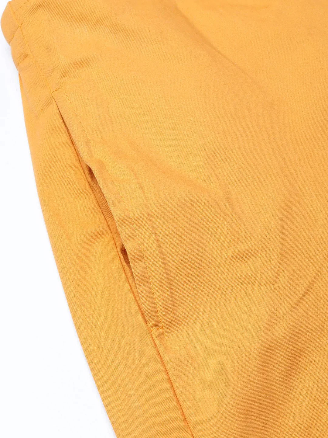 Women Mustard Smart Fit Solid Bottom Flared Trousers - Rasiya