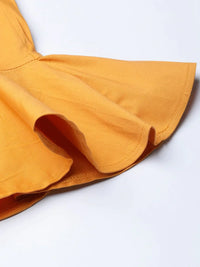 Thumbnail for Women Mustard Smart Fit Solid Bottom Flared Trousers - Rasiya