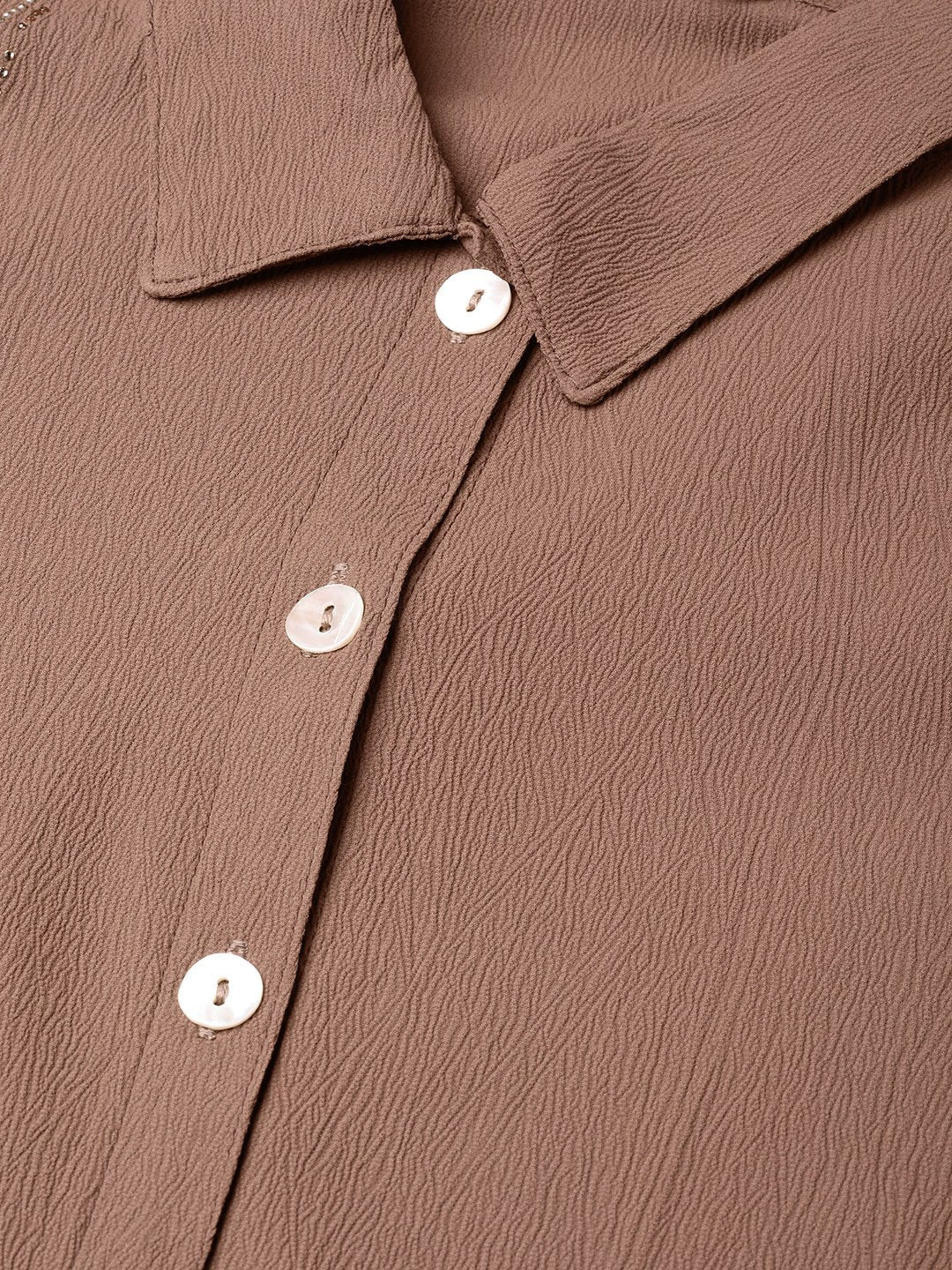 Women Brown Regular Fit Crinkled Effect Casual Shirt - Rasiya