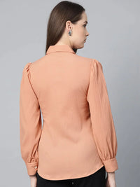 Thumbnail for Women Peach Regular Fit Crinkled Effect Casual Shirt - Rasiya