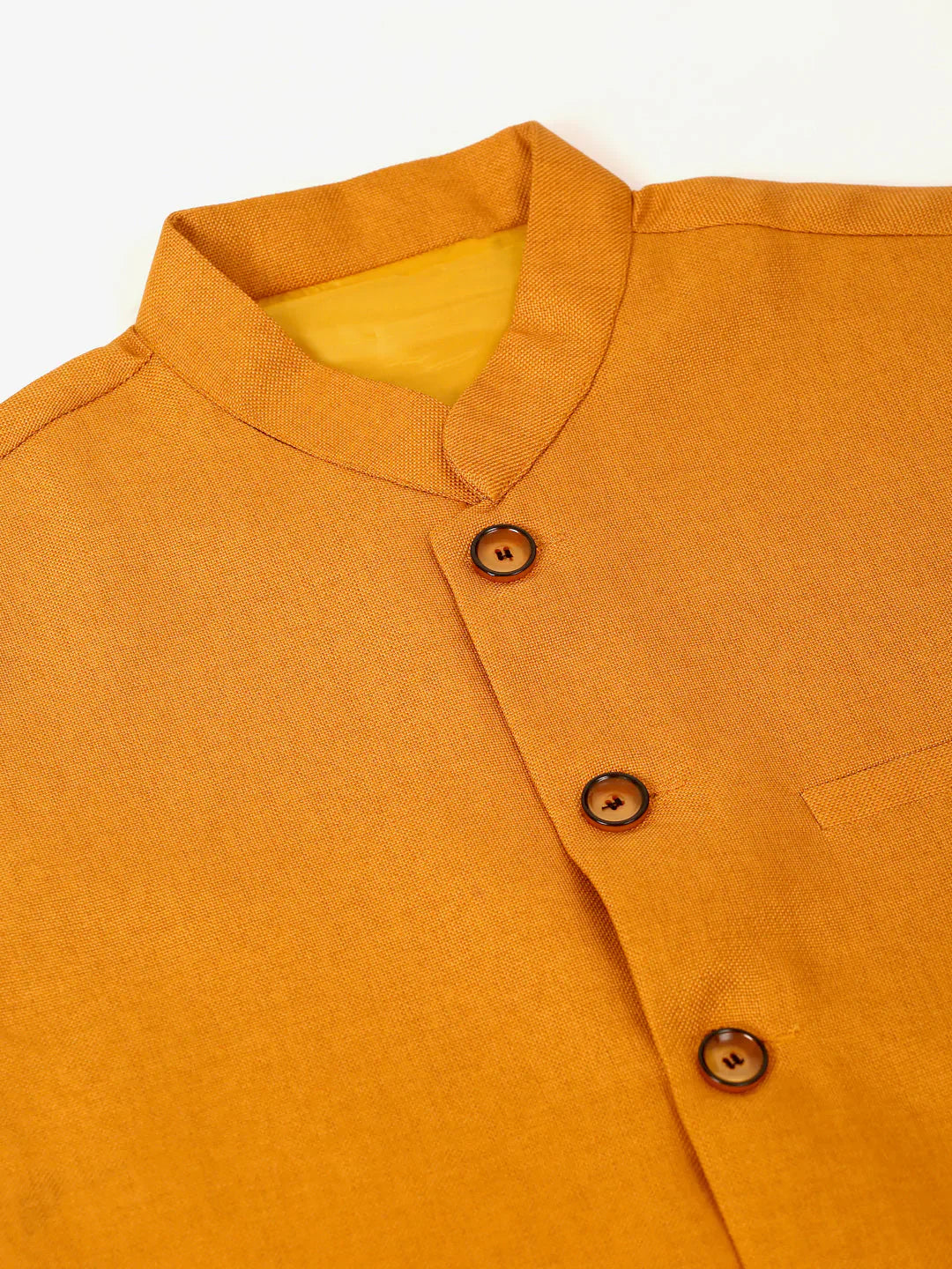 Jompers Men's Mustard Solid Woven Sleeveless Nehru Jackets - Distacart