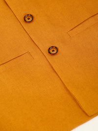 Thumbnail for Jompers Men's Mustard Solid Woven Sleeveless Nehru Jackets - Distacart