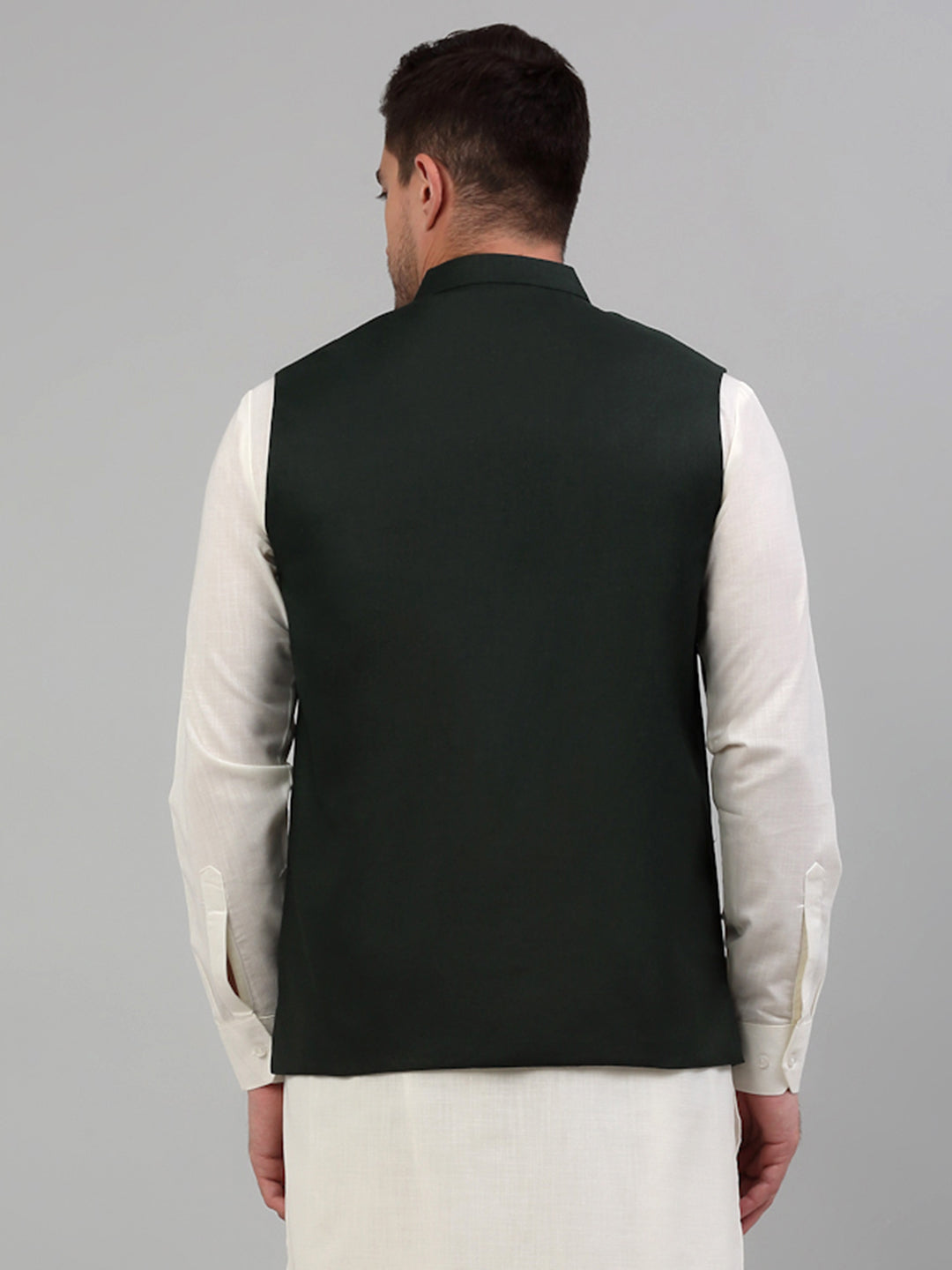 Jompers Men's Olive Green Solid Nehru Jacket - Distacart