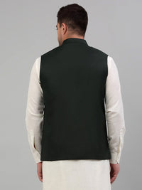 Thumbnail for Jompers Men's Olive Green Solid Nehru Jacket - Distacart