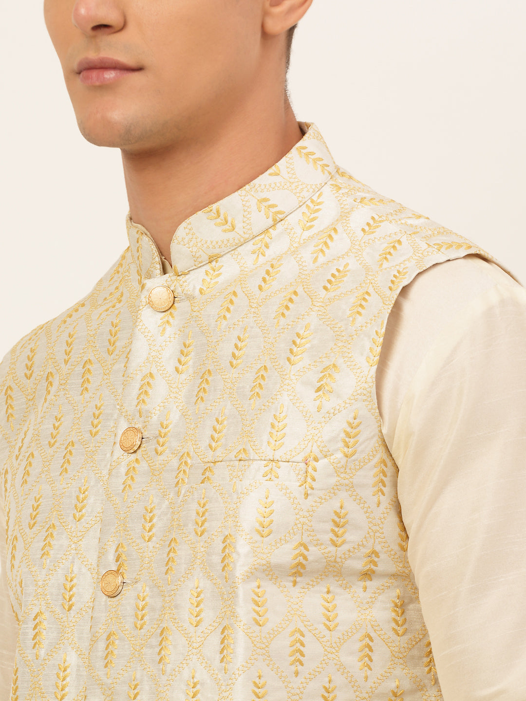 Jompers Men's Embroidered Waistcoat - Silver - Distacart