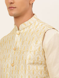 Thumbnail for Jompers Men's Embroidered Waistcoat - Silver - Distacart