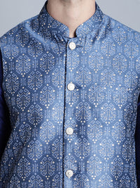 Thumbnail for Jompers Men's Printed Nehru Jacket - Blue - Distacart