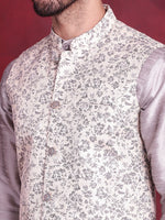 Thumbnail for Jompers Men's Woven Design Nehru Jacket - Grey - Distacart