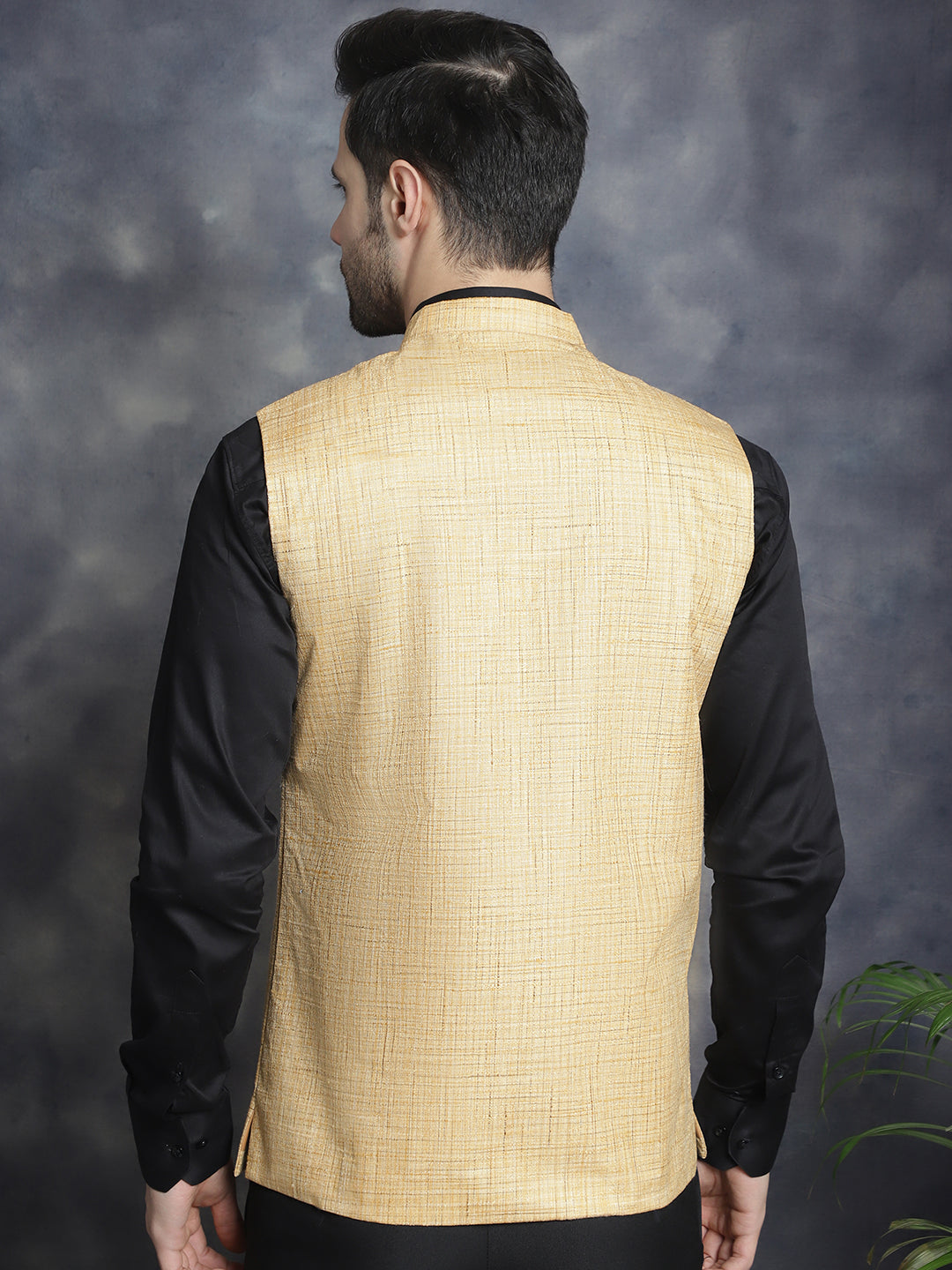 Jompers Men's Woven Design Nehru Jacket - Beige - Distacart