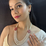 Thumbnail for J Pearls Fani 3 Lines Pearl Necklace - Distacart