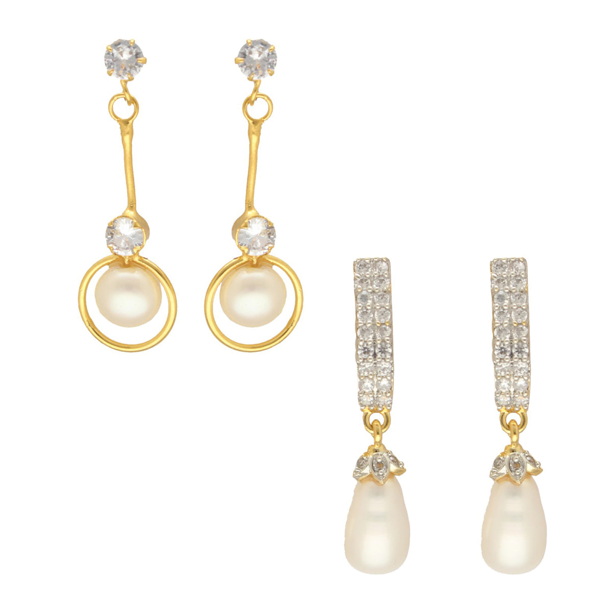 J Pearls Vyom Pearl Earrings Pack 2 - Distacart