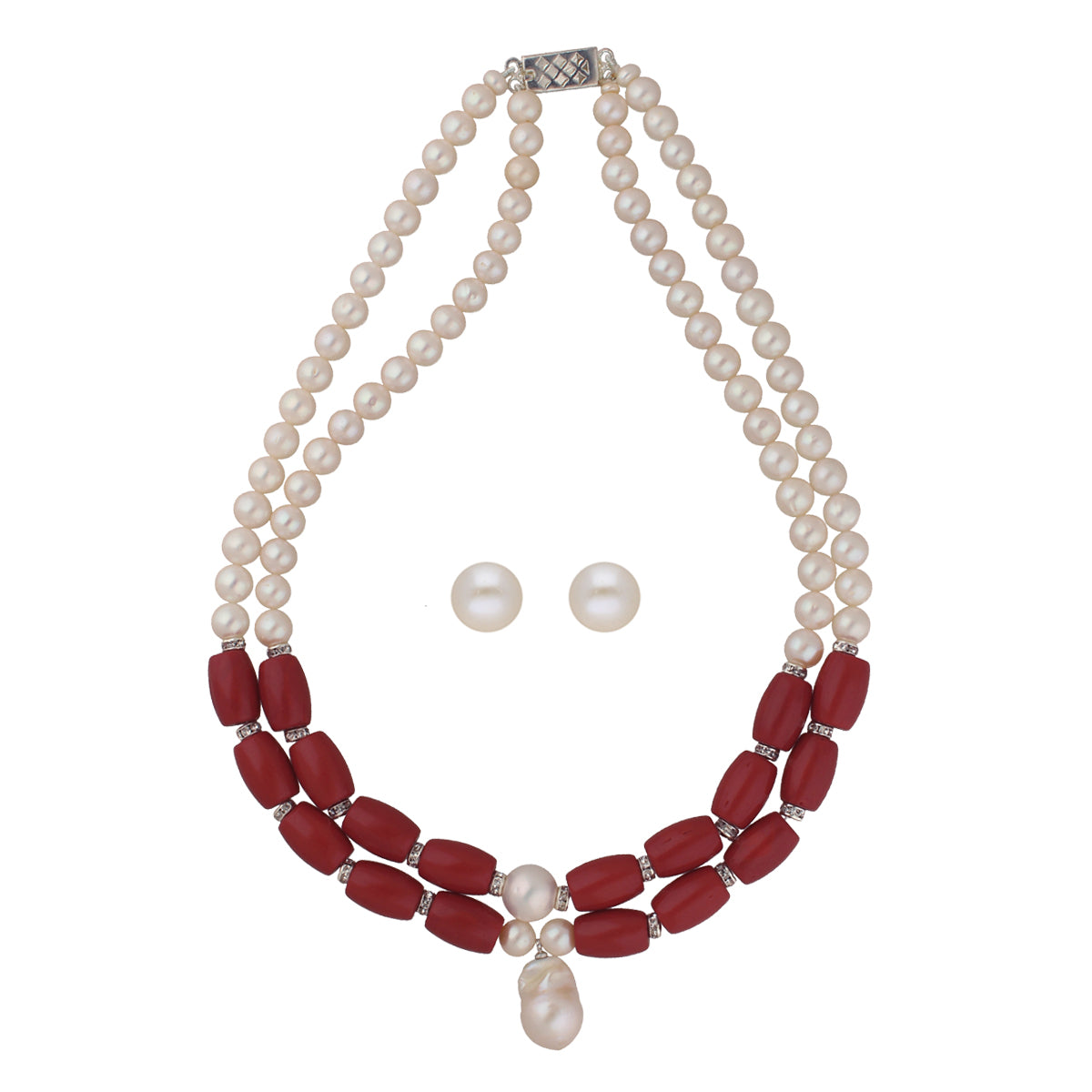 J Pearls Cherry 2 Lines Round Pearl Necklaces - Distacart