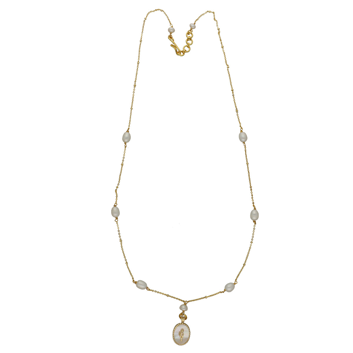 J Pearls Flower Oval Pearl Pendant Set - Distacart