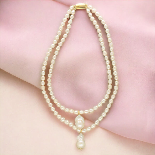 J Pearls Oeshi 2 Lines Oval Pearl Necklaces - Distacart