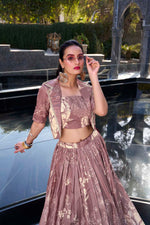 Thumbnail for Evanik Women Tussar Silk With Floral Print Lehenga Blouse With Koti - onionpink